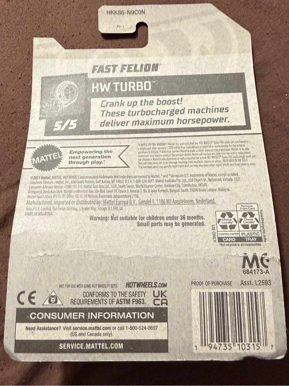 Hot Wheels Fast Felion – HW Turbo 5/5‎ (165/250) – New Sealed